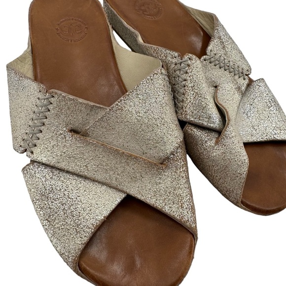 Johnston & Murphy Sonya Gold Leather Sandals Slip On Open Toe COMFY | Size 9.5 - Picture 9 of 12